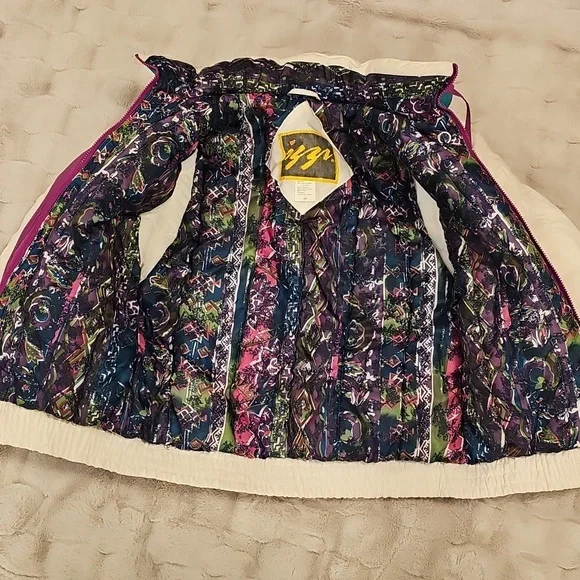 Vintage Izzi Ski Puffer Jacket Coat Womens M White Purple Teal 80s 90s Rare - Picture 5 of 13
